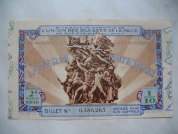 Loterie Nationale " Union Des Blessés De La Face " - " 2 E Tranche 1936 Billet N° 0.386.263 - Autres & Non Classés