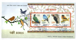 INDIA 2016 Near Threatened RARE BIRDS Miniature Sheet FDC Vogel Pigeon Bird - Cernícalo