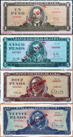 1968-78 BankNotes 1, 5, 10 & 20 Pesos SPECIMENS Really Mint Gem-UNC Condition From Pack, CUBA - Cuba