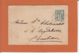 ENTIER  Type SAGE   5c    De ST EMILION Gironde    Sur Lettre       Pour    ST EMILION  Gironde - Standard Covers & Stamped On Demand (before 1995)