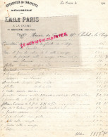87 - BEAUNE LES MINES- A LA CANNE- FACTURE EMILE PARIS -MENUISERIE CHARPENTE  1920 - 1900 – 1949