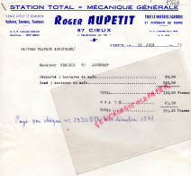 87 - CIEUX - FACTURE ROGER AUPETIT- GARAGE TOTAL-MECANIQUE - MATERIEL AGRICOLE-1973-A M. CHALEIX JAVERDAT - 1950 - ...