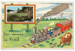 CPA  87   NIEUL      1964     ILLUSTRATEUR JEAN DE PRESSAC   BON SOUVENIR  LOCOMOTIVE TRAIN - Nieul