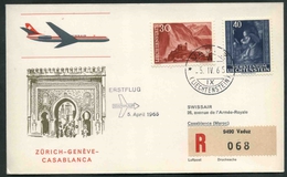 1965 Liechtenstein, Primo Volo First Fly Swissair Zurigo - Ginevra - Casablanca, Timbro Di Arrivo - Brieven En Documenten