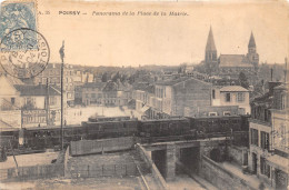 78-POISSY- PANORAMA DE LA PLACE DE LA MAIRIE ( VOIR TRAIN) - Poissy