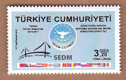 AC - TURKEY STAMP - 20th ANNIVERSARY OF THE SOUTH EASTERN EUROPE DEFENCE MINISTERIAL - SEDM - PROCESS MNH 18 OCTOBER 20 - Ongebruikt