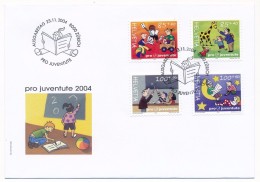 SUISSE -  FDC 2004 - Pro Juventute - 6 Enveloppes (2 Séries) + Cachet Noël Nativité - FDC