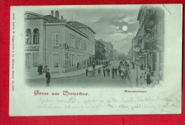 FIK-01  Gruss Aus Winterthur. Museumstrasse. BELEBT. Pionier. Gelaufen In 1899, Briefmarke Fehlt - Laufen-Uhwiesen 