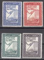 ZANZIBAR     SCOTT NO.  218-21     MINT HINGED   YEAR   1944 - Zanzibar (...-1963)