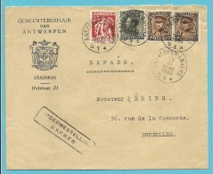 339+341+401 Op Brief Per EXPRES Met Stempel ANTWERPEN-ANVERS 1D - 1934-1935 Leopoldo III