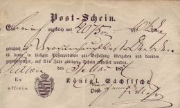 GERMANY, PLANEN, 1854 POSTAL RECEIPT - Sonstige & Ohne Zuordnung