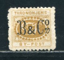 NORWAY TRONDHEIM CITY POST BRAEKSTED OVERPRINT 1870 - Ortsausgaben