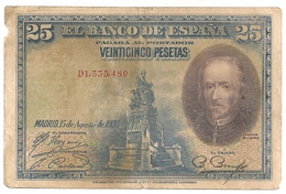 Espagne. 25 Pesetas. Août 1928 - 1-2-5-25 Peseten