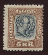 ICELAND 1907 5 Kr WITH COLOUR FLAW - Non Dentelés, épreuves & Variétés