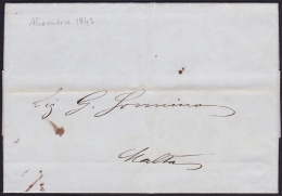 F-EX.2085 EGYPT ALEXANDRIA STAMPLESS COVER 1849 TO MALTA. - Vorphilatelie