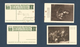 Switzerland - Xx. 1914 (1 Aug) 2 Mint / Annulato Ovptd Diff National Festival 1 Ilustrated Stationary 5c Green Cards. Fi - Other & Unclassified