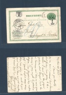 Sweden. 1898 (9 May) Visby - Germany, Dresden (12 May) Fem Ore Green Stat Card + Taxed + Mns Arrival German Charge. CDs - Other & Unclassified