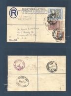 Sudan. 1952 (29 June) Khartown - USA, Cincimat; OH (8 Aug) TPO Port Sudan. Registered 2p Brown Stationary Envelope + 2 A - Sudan (1954-...)