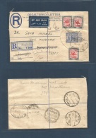Sudan. 1947 (9 Febr) Khartoum - Egypt, Beni Sueif (10-11 Feb) Registered Air Multifkd 15ms Blue Stationary Envelope. Rev - Sudan (1954-...)