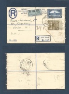 Sudan. 1936 (17 Jan) Port Sudan - UK, London. Registered Airmail Fkd 2 1/2. Green Olive Stationary Envelope + R-label + - Sudan (1954-...)