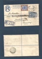 Sudan. 1920 (26 Sept) Khartown - Germany, Hoechst (14 Oct) Registered 1p Blue Stat Env + Adtl + R-label. VF. Cover, Enve - Sudan (1954-...)