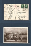 Marruecos - British. 1937 (10 Aug) BPO. Tanger - Germany, Chemnita. Fkd Postcard 1/2d Green Ovptd Pair, Taxed + German P - Morocco (1956-...)