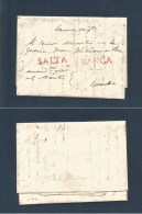 Argentina. C. 1830s. Salta - Córdoba EL Full Text Red SALTA + FRANCA + Endorsement "Servicio Urgente" VF Scarce C - Other & Unclassified