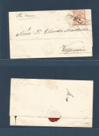 Argentina. 1859 (15 Feb) Mendoza - Valparaiso, Chile. E Fkd Confederacion 5c Tied FRANCA Cds + Endorsed 2 "por Coreo". F - Autres & Non Classés