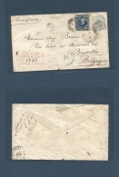 Argentina - Stationery. 1885 (24 July) Cordoba - Belgium, Bruxelles (23 Apr). Registered 12c Grey Stationary Envelope + - Other & Unclassified