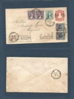 Argentina - Stationery. 1890 (22 Sept) Bs As (M. M) Local Registered 5c /8c Red Stationary Envelope + 5 Adtls, Tied Cds - Other & Unclassified