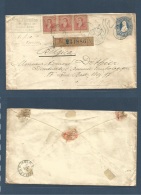 Argentina. 1891 (6 June) Bs As - Belgium, Liege (1 July) Registered 24c Blue Stationary Envelope + 8c Red Adtl Stamp Of - Autres & Non Classés