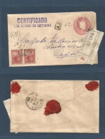 Argentina - Stationery. 1900 (12 May) Bs As Local Registered AR 5c Stat Env + 2 Adtls 20c Lilac Pair, Cds + Tied R-label - Andere & Zonder Classificatie