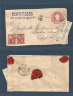 Argentina - Stationery. 1900 (12 May) Bs As Local Registered AR 5c Stat Env + 2 Adtls 20c Lilac Pair, Cds + Tied R-label - Autres & Non Classés