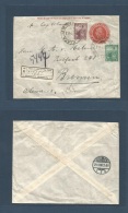 Argentina - Stationery. 1908 (7 Sept) La Plata, Suc 2 - Germany, Bremen (29 Sept) Registered 5c Red Stat Env + 2 Adtls I - Autres & Non Classés