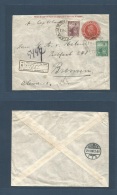 Argentina - Stationery. 1908 (7 Sept) La Plata, Suc 2 - Germany, Bremen (29 Sept) Registered 5c Red Stat Env + 2 Adtls I - Otros & Sin Clasificación