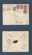 Argentina - Xx. 1921 (10 Ene) Chivilcoy - Netherlands, Hoorn (4 Feb) Registered Multifkd Env, Tied Cds + R-label. Addres - Autres & Non Classés