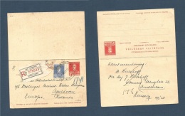 Argentina - Xx. 1928 (15 Feb) BA - Netherlands, Apeldoorn. Registered Doble 5c Red Stationary Card + 20c Adtl + Tied R-l - Autres & Non Classés