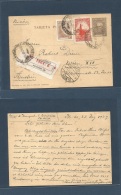 Argentina - Stationery. 1937 (25 Dec) BA - Austria, Wien (31 Dec) Registered Airmail 4c Grey Stat Card + Two Adtls Chris - Other & Unclassified