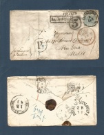 Austria. 1852 (9 Jan) Freywaldau - USA, NYC. Single Fkd Envelope 9 Kr Blue Large Margin Central Cds + Am Osterroid + Lon - Altri & Non Classificati