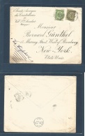 Belgium. 1904 (8 July) Val St. Lambert - Anvers, Central Station - USA, NYC (19 July) Via UK Fkd Env 5c + 20c Green, Sha - Otros & Sin Clasificación