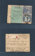 Belgian Congo. 1945 (18 Aug) Nouvelle Anvers - Roulers, Belgium. Package Sack Label Reverse Fkd 6 Fr 30c, Cds + Customs - Other & Unclassified