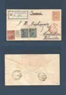 Bolivia. 1898 (Sept) La Paz - Netherlands, Amsterdam (13 Oct) Via London - Callao. Registered 10c. Orange Stationery Env - Bolivie