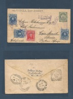 Bolivia. 1904 (Enero) Cochabamba - LIBERIA, Cape Monut, West Africa. Via Tupiza, Buenos Aires - Liverpool (18 Mark)  Ita - Bolivie