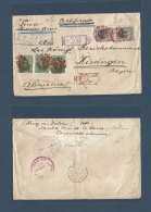 Bolivia. 1909 (Feb 8) La Paz - Germany, Kissingen (24 March) Registered Multifkd Env At 46c Rate, Red Cork Cancel. Via C - Bolivie