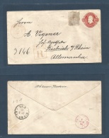 Brazil. 1886 (18-28 Feb) Desterro - Germany, Bicbrick (27 March) Registered 300 Rs Stat Envelope + Small D. Pedro 100 Rs - Altri & Non Classificati