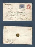 Brazil -Stationary. 1892 (12 Abr) Campinas - S. Paulo (12 Apr) Registered Local 100 Rs Red Stat Env + 300 Rs Adtl, Cds S - Altri & Non Classificati