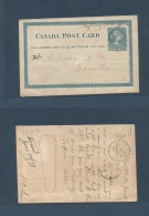 Canada. 1879 (21 June) Burtkville - Hamilton (23 June) 1c Blue Stationary Card. Manuscript "Railway Post Office" 21/679 - Other & Unclassified