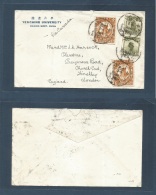 China - Xx. C. 1920s. Peiping - UK, London. Via Canada. Multifkd Envelope Including Yunk Issue Comm (x2) Yenchung Univer - Other & Unclassified