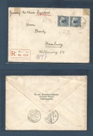 China - Xx. 1923 (8 Oct) Changsha - Germany, Hamburg (2 Nov) Via Shanghai (15 Oct) Registered Multifkd Envelope 20c Rate - Other & Unclassified