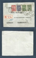 China - Xx. 1936 (1 Jan) Shanghai . Germany, Hamburg. Registered Envelope Front Fkd. Comm Set. Via Liberia + R - Label. - Other & Unclassified